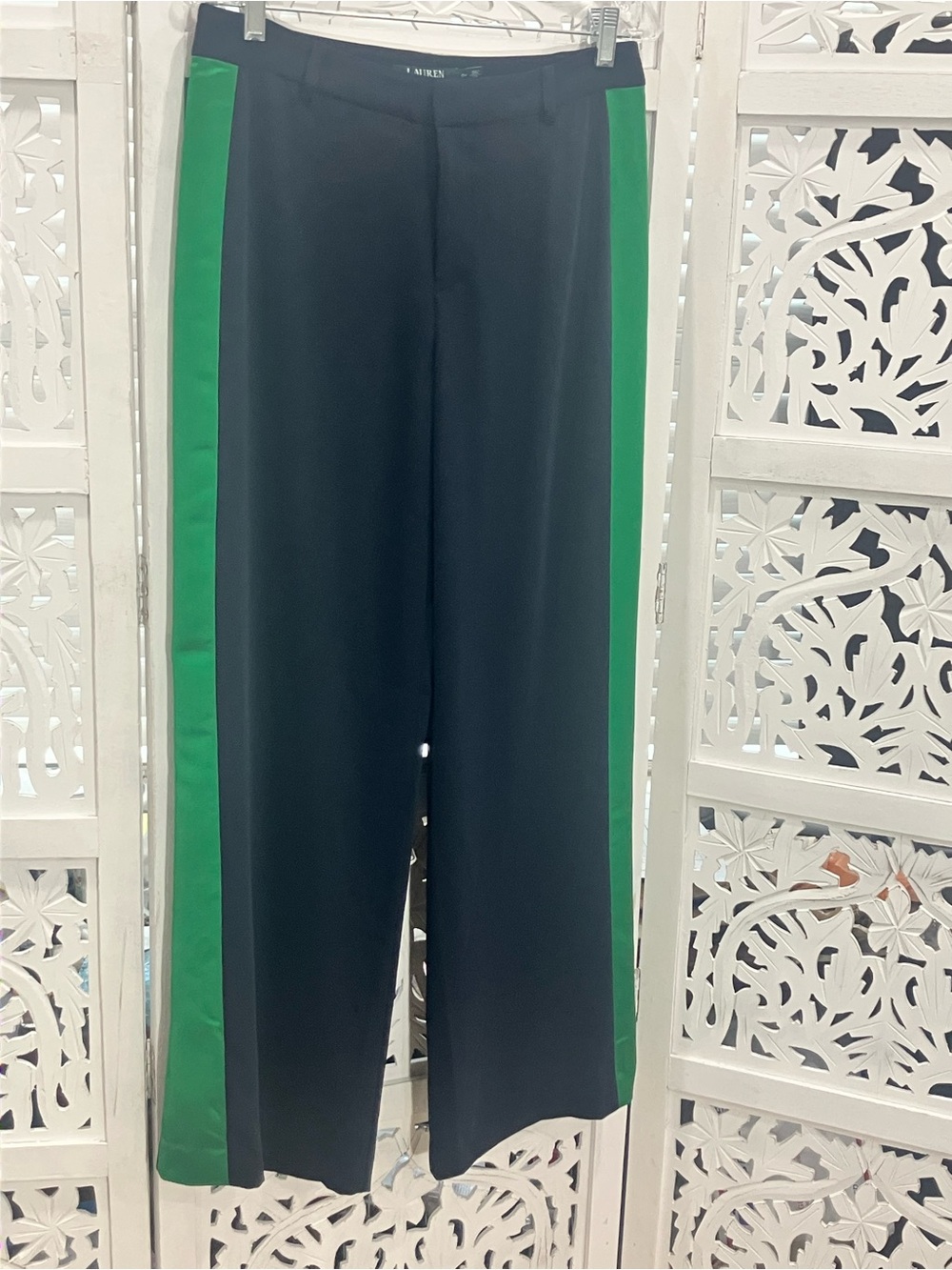 Lauren Ralph Lauren Navy Pants with Green Side Stripes